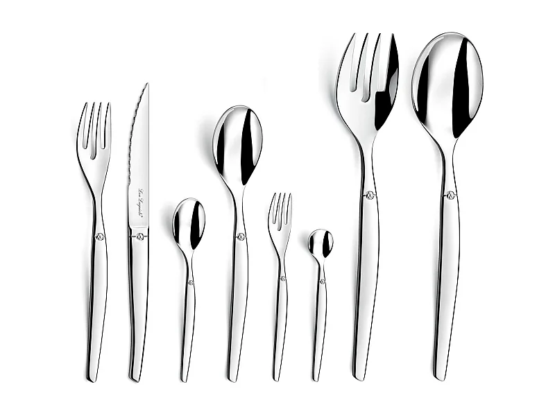 Besteckset 74-teilig Jet Lou Laguiole Monoblock aus Edelstahl mit Spiegelfinish