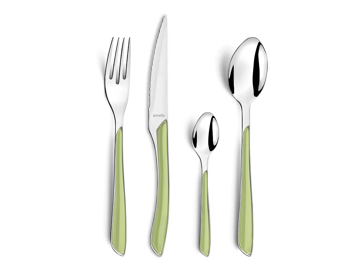 Bestekset 24-delig Eclat Pastel Groen - Moderne Set van Roestvrij Staal met Pastelgroen Handvat