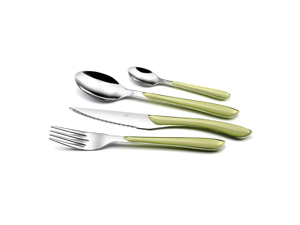 Bestekset 24-delig Eclat Pastel Groen - Moderne Set van Roestvrij Staal met Pastelgroen Handvat