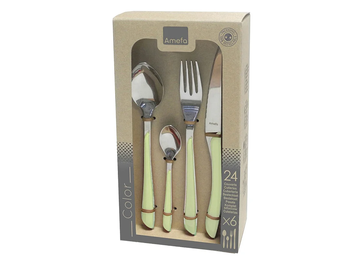 Bestekset 24-delig Eclat Pastel Groen - Moderne Set van Roestvrij Staal met Pastelgroen Handvat