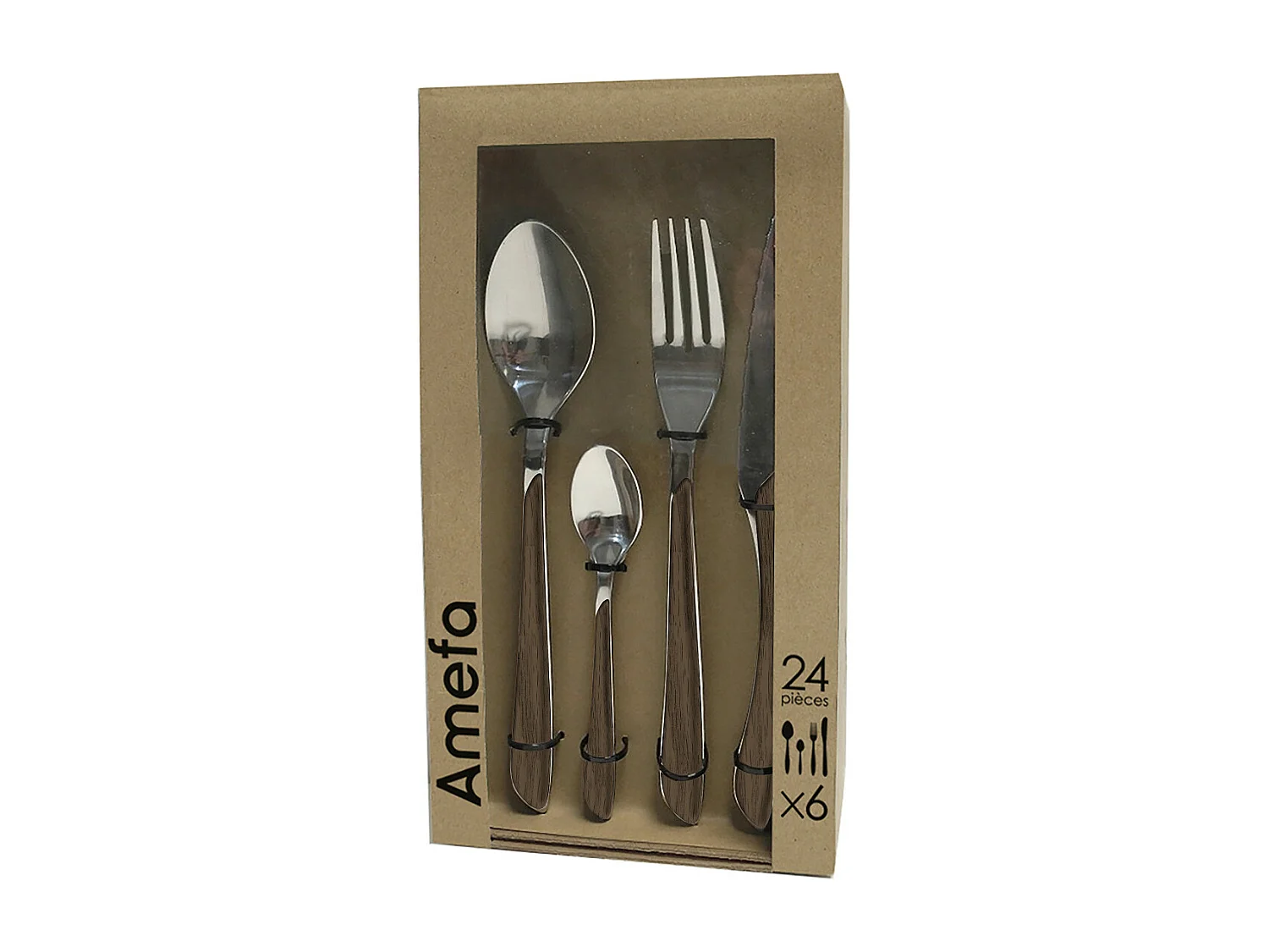 Eclat Nature - Ménagère 24 pièces Bois foncé