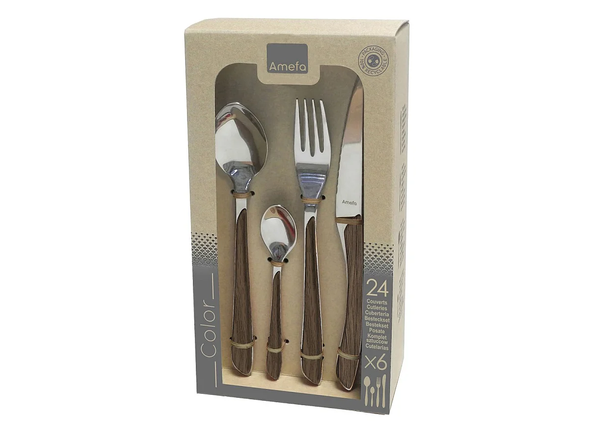 Eclat Nature - Ménagère 24 pièces Bois foncé