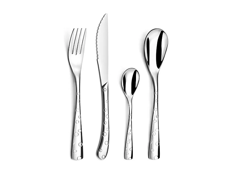 Besteckset Flocon 24-teilig Edelstahl Glänzend - Graviertes Besteck mit Etui