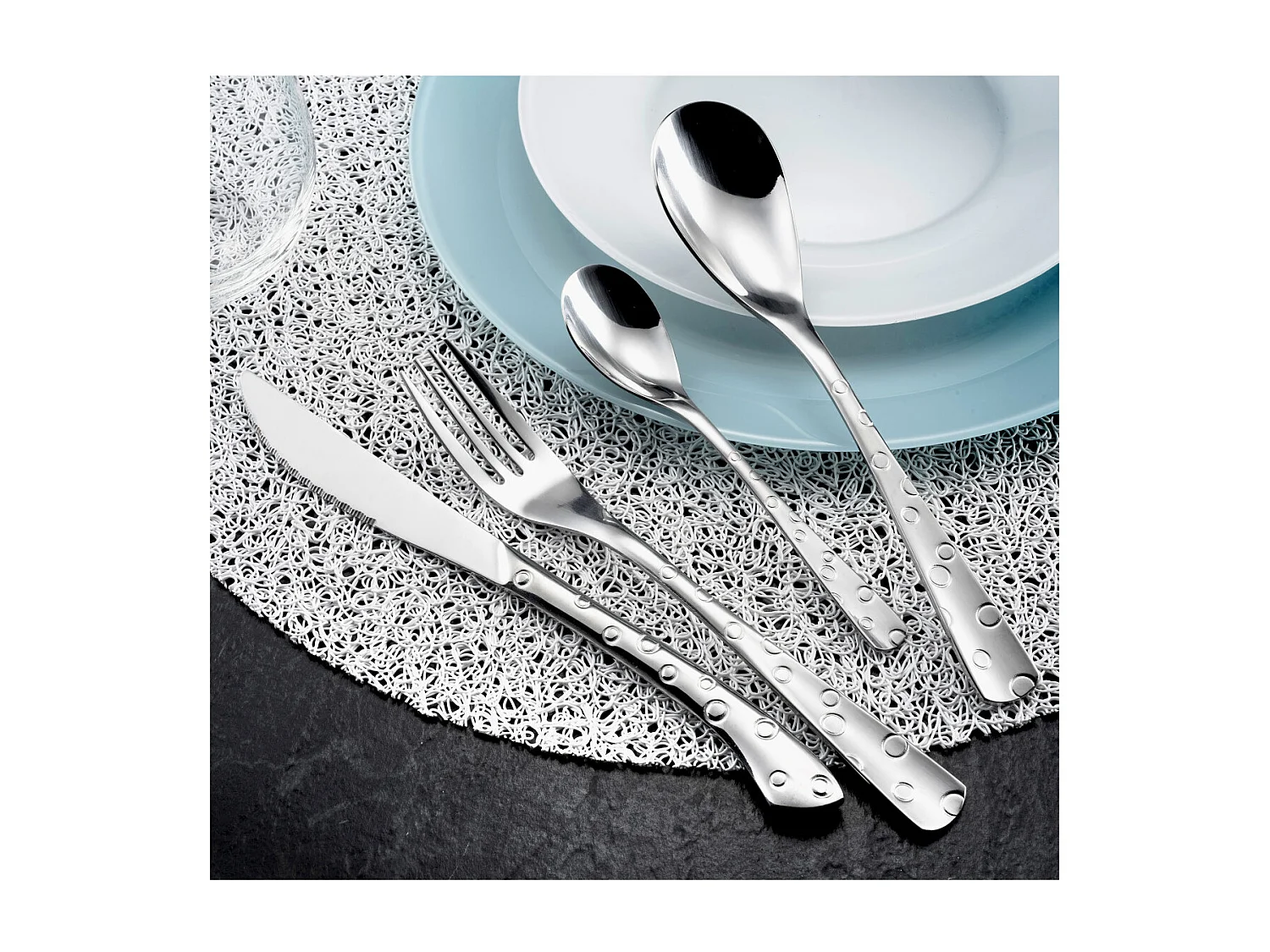 Bestekset Flocon 24-delig Roestvrij Staal Glanzend - Gegraveerd Bestek met Doos