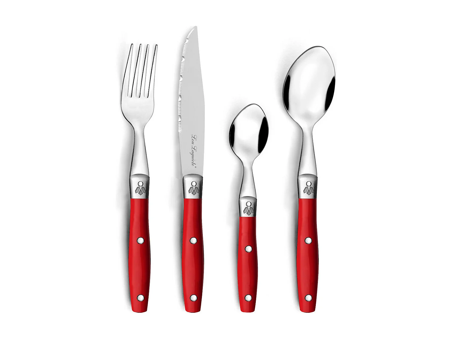 Bestekset 24-delig Comptoir Rouge - Roestvrij staal, gekleurde handgreep - Collectie Lou Laguiole®