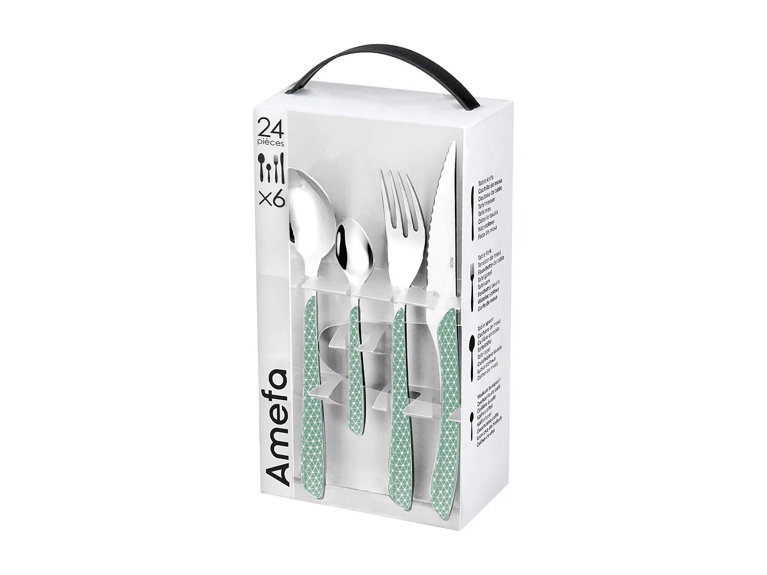 Set de 24 cubiertos Geo Amefa acero inoxidable agua marina