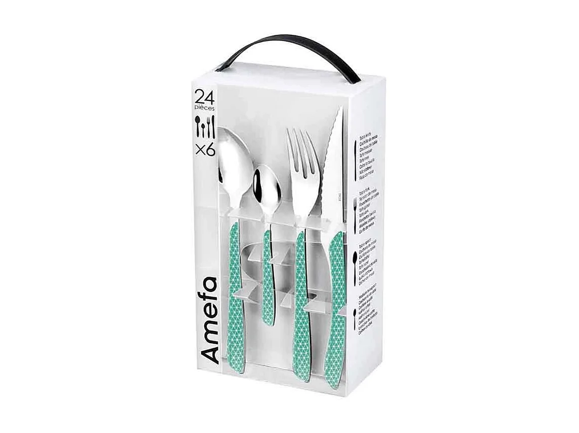 Set de 24 cubiertos Geo Amefa acero inoxidable agua marina