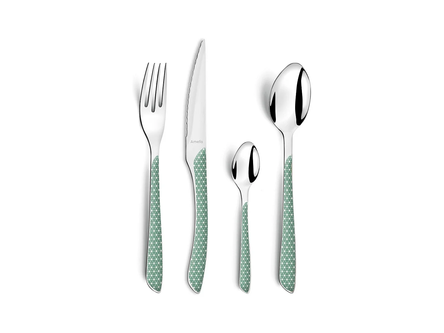Eclat Geo Vert & Blanc - Ménagère 24 pièces