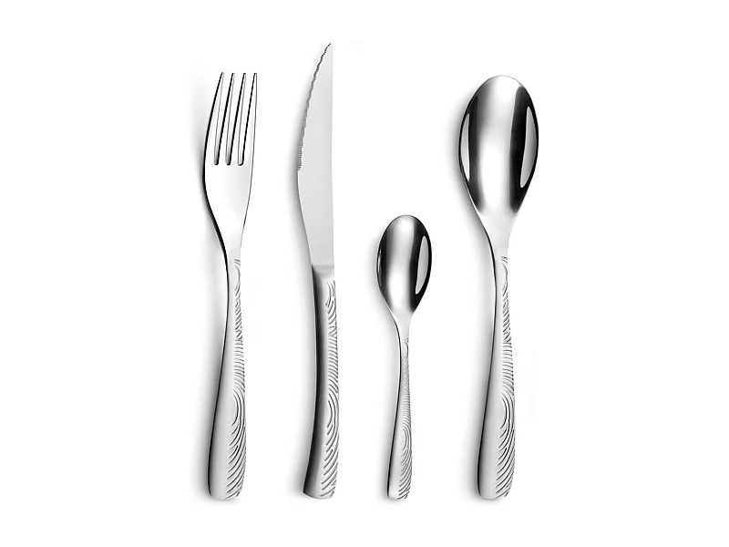 24-delige bestekset met afdruk in roestvrij staal met glanzende en matte afwerking