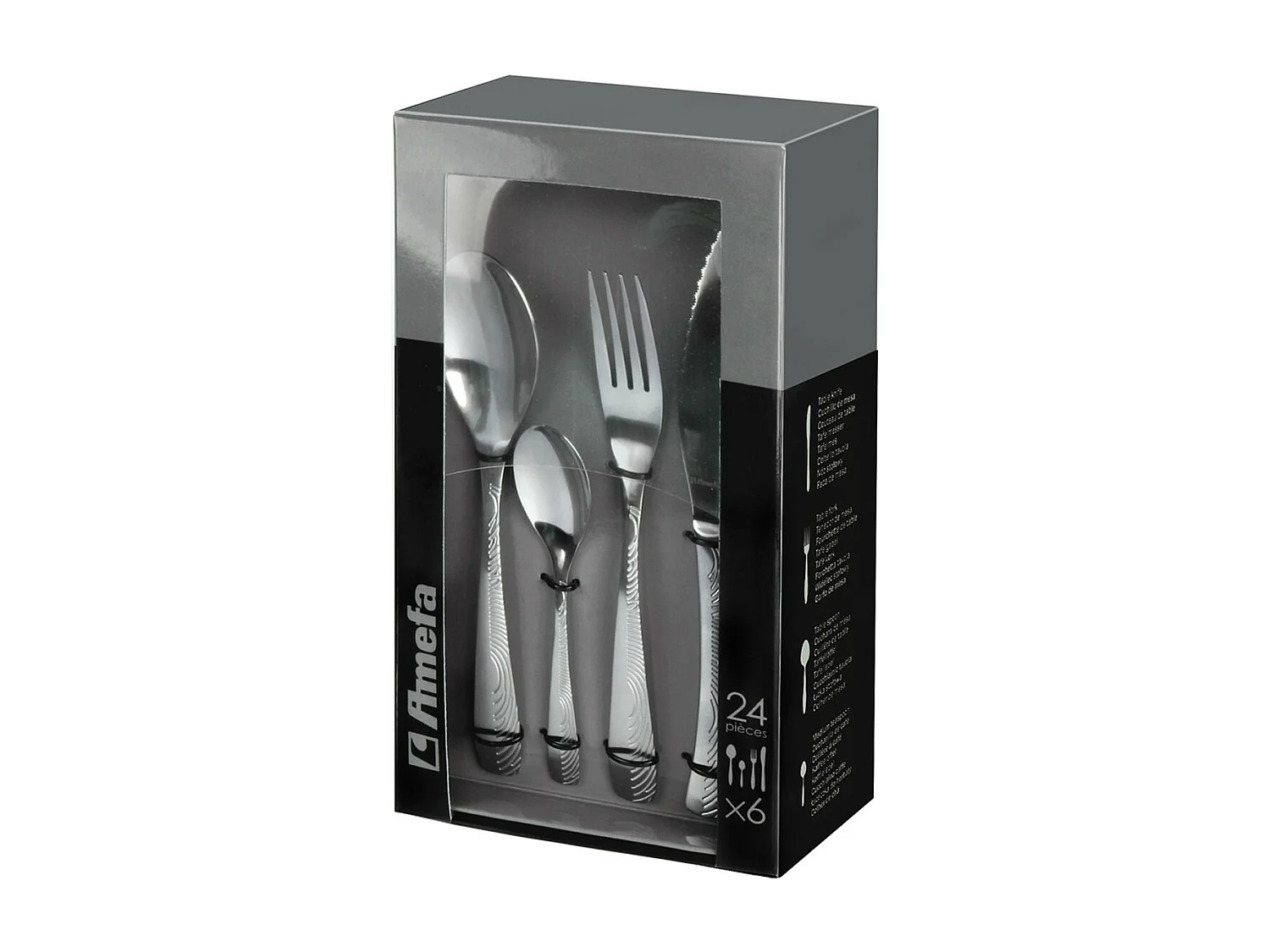 24-delige bestekset met afdruk in roestvrij staal met glanzende en matte afwerking