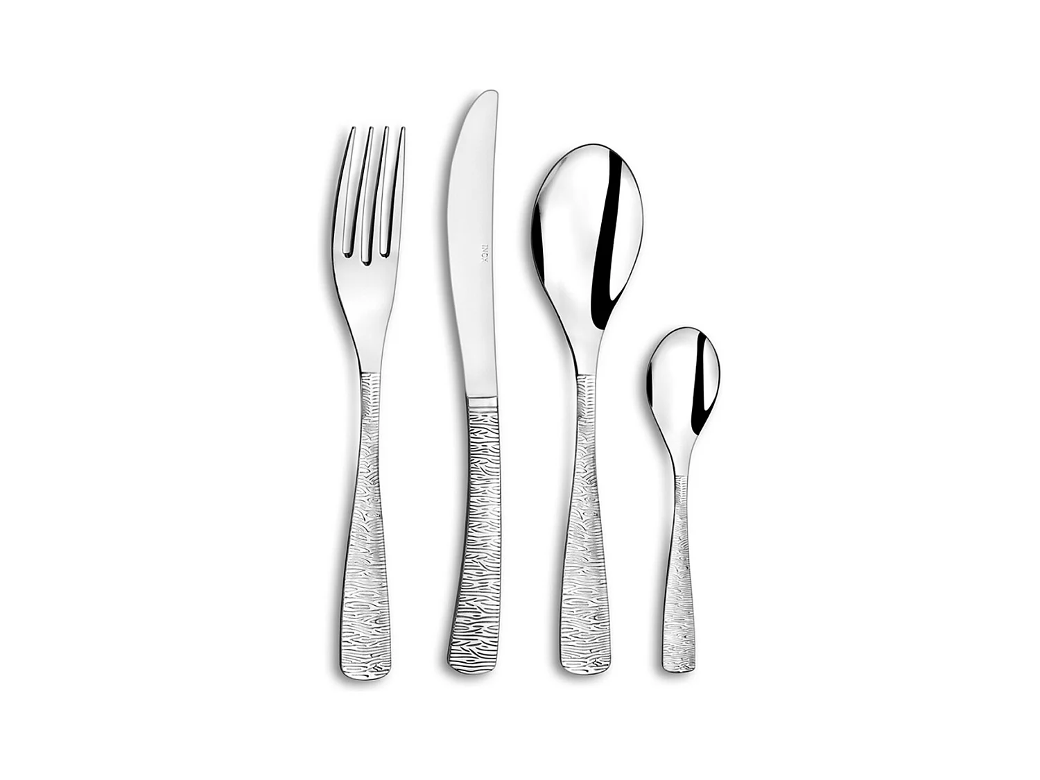 Set Posate Etniche da 24 Pezzi in Acciaio Inossidabile con Decorazione Martellata - Scatola Regalo
