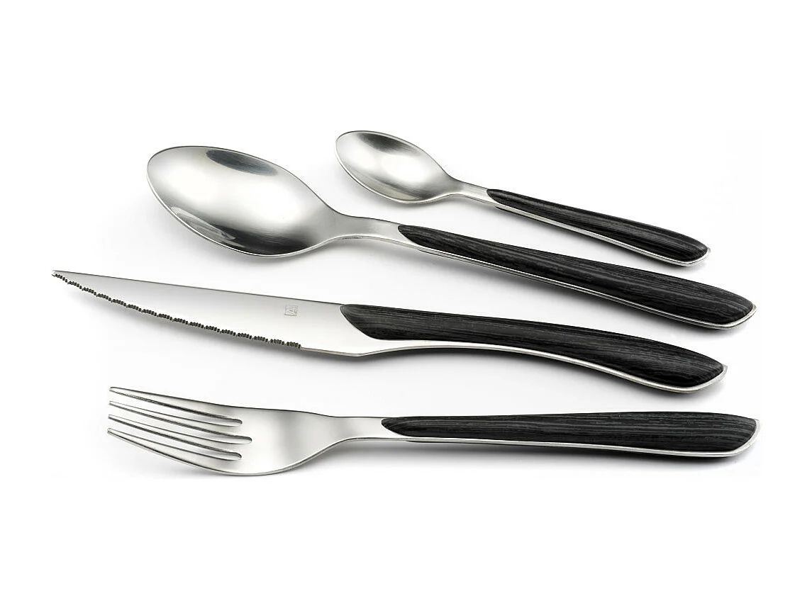 Besteckset 24-teilig Eclat Nature Schwarz Holz - Skandinavischer Stil