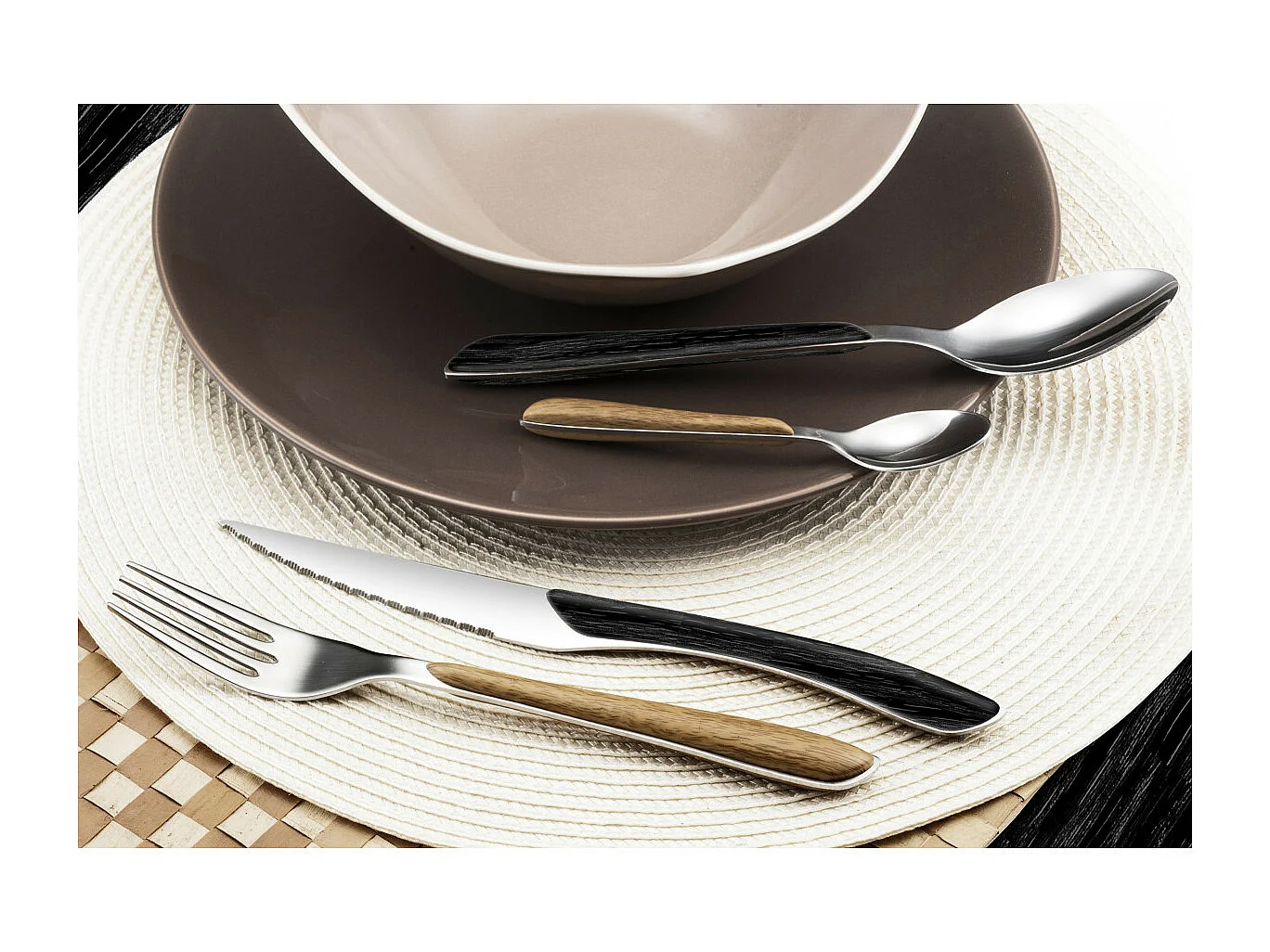 Besteckset 24-teilig Eclat Nature Schwarz Holz - Skandinavischer Stil