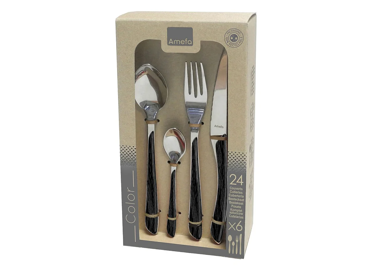 Besteckset 24-teilig Eclat Nature Schwarz Holz - Skandinavischer Stil