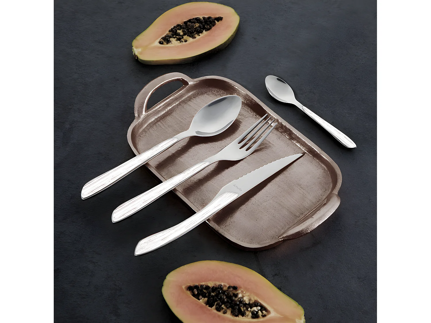 Cubertería 16 piezas Eclat Nature Madera Blanca Amefa