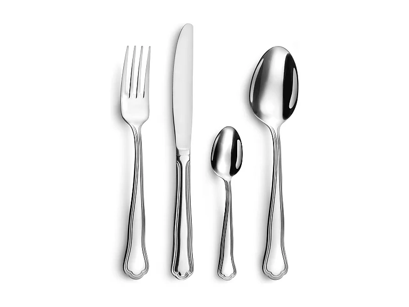 Besteckset 24-teilig Contour Urfé aus Glänzendem Edelstahl - Vintage Charme Stil