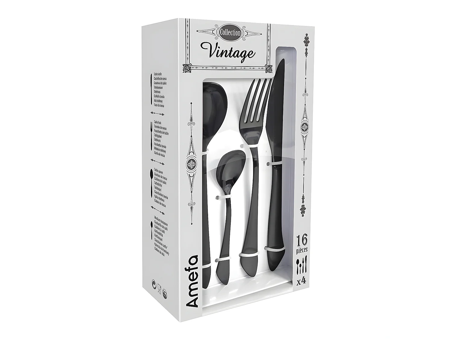 Instinct - Ménagère 16 pièces Noir mat