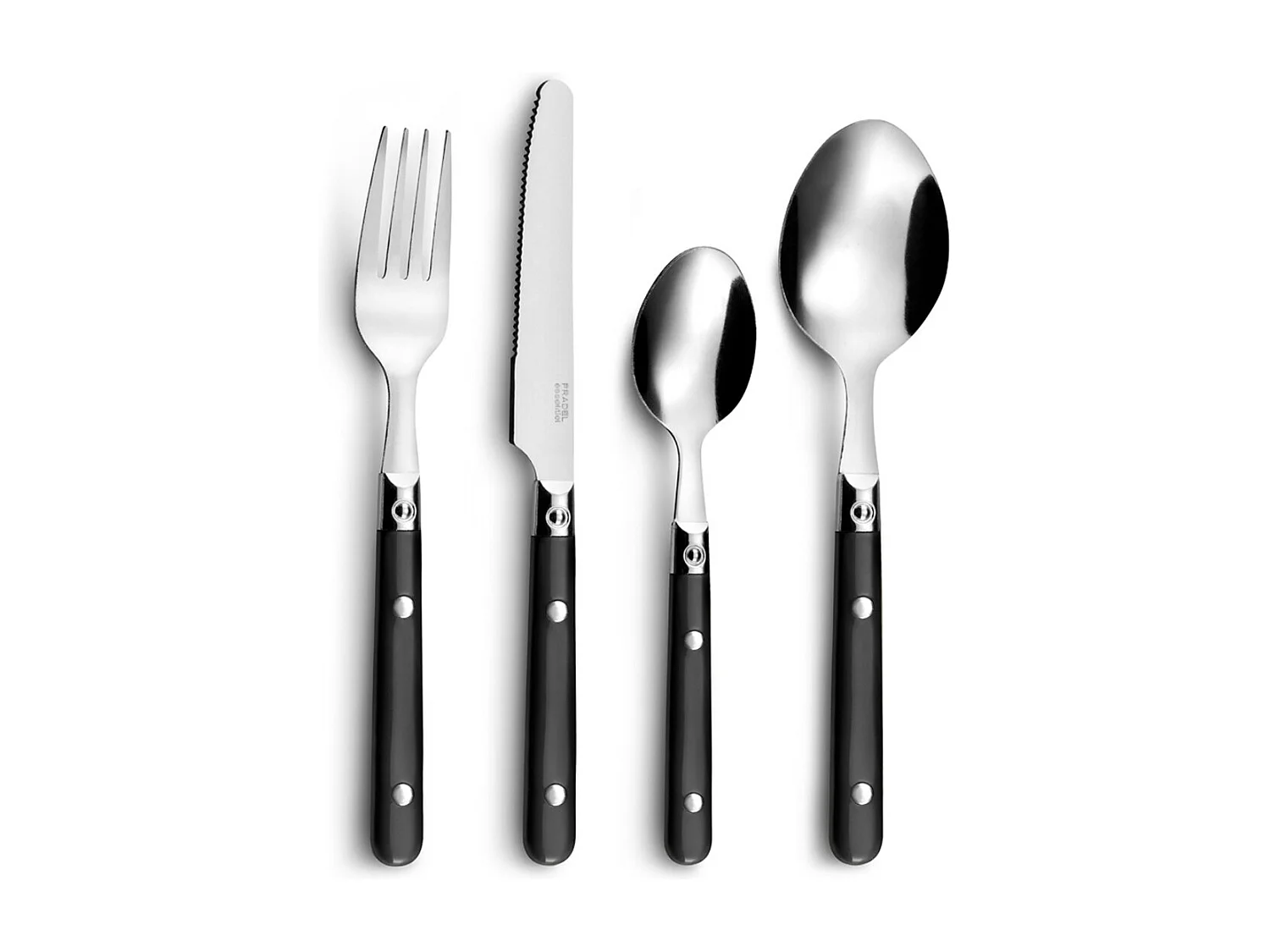 Set di posate Saxo Nero per 4 persone in tubo triangolare