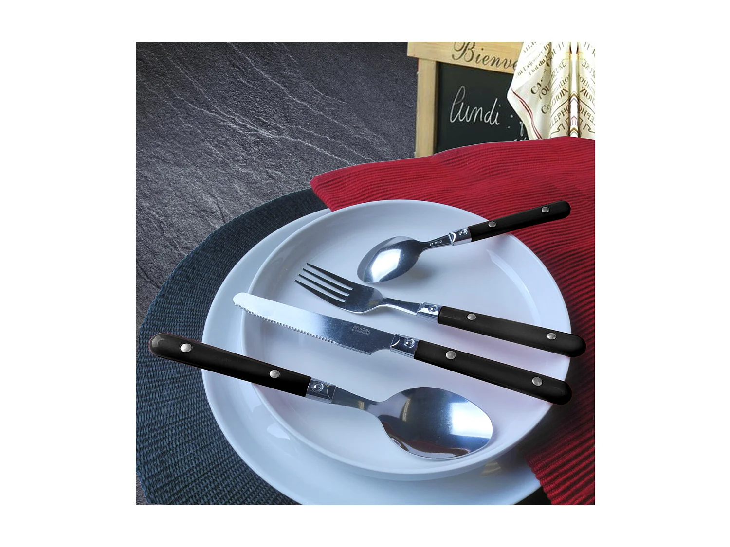 Saxo Noir bestekset voor 4 personen in driehoekige buis