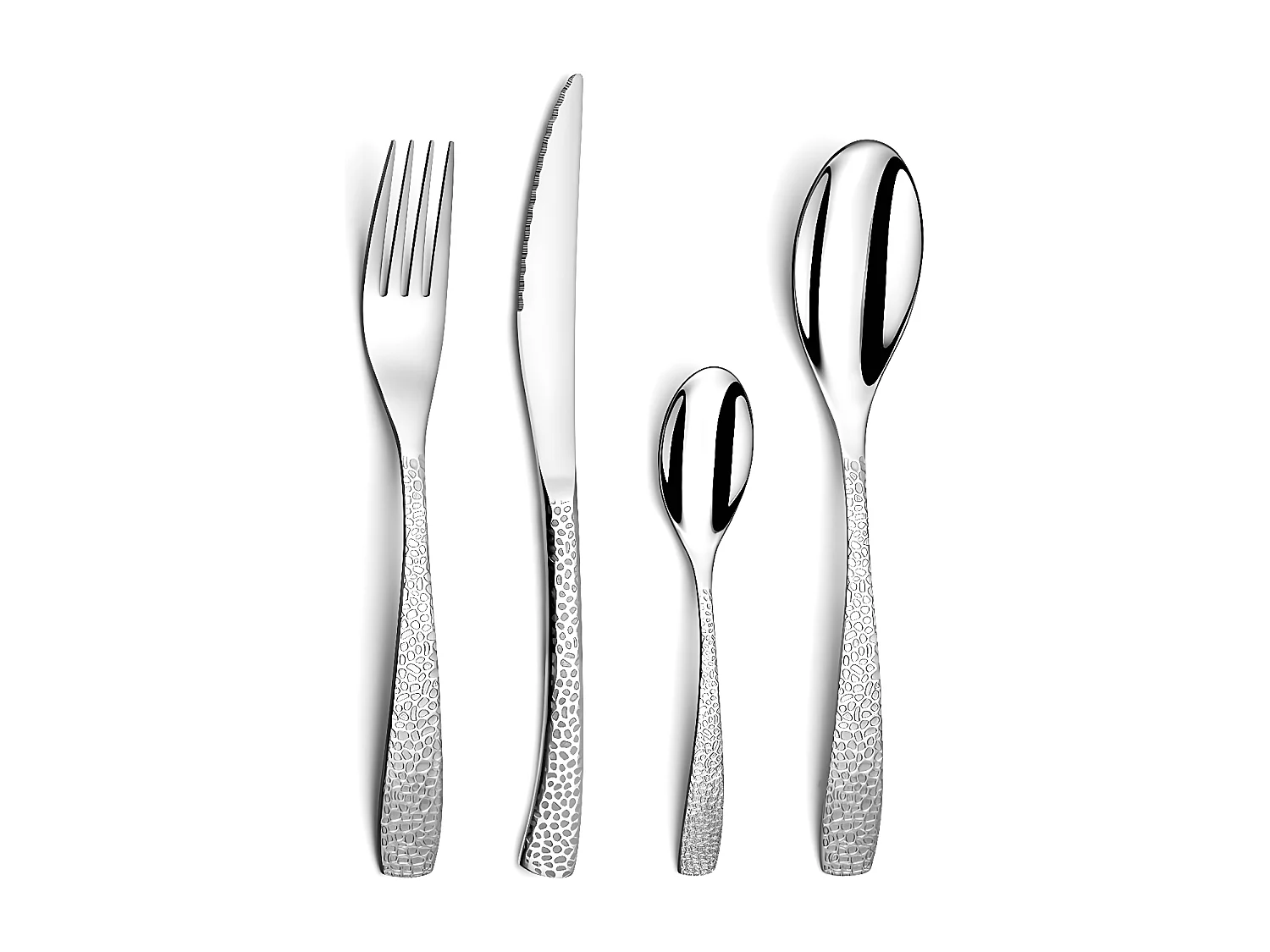 Besteckset Bongo 24-teilig aus Edelstahl - Gespanntes und Gehämmertes Design - Premium-Box