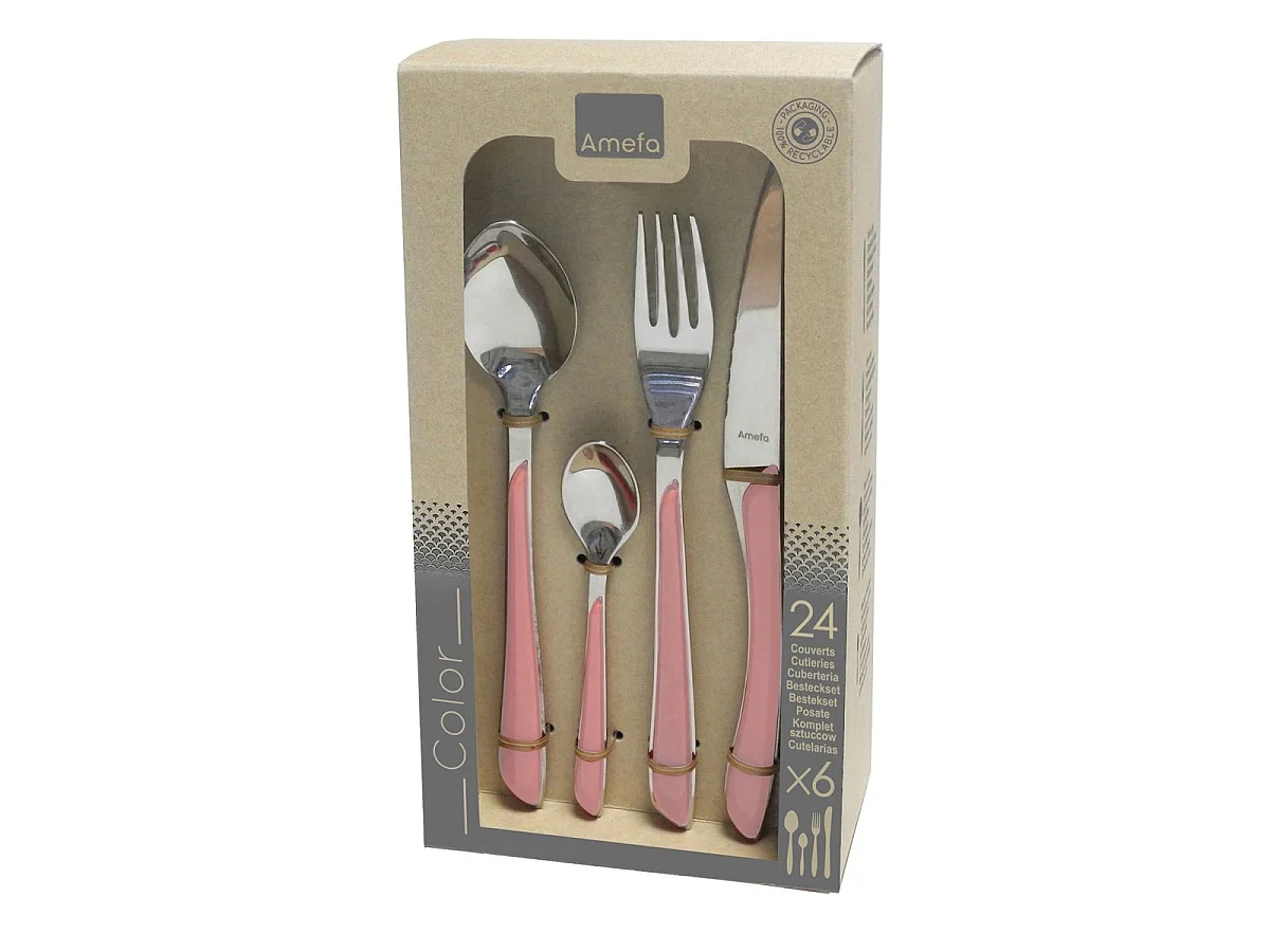 Set de 24 cubiertos Eclat Amefa acero inoxidable rosa