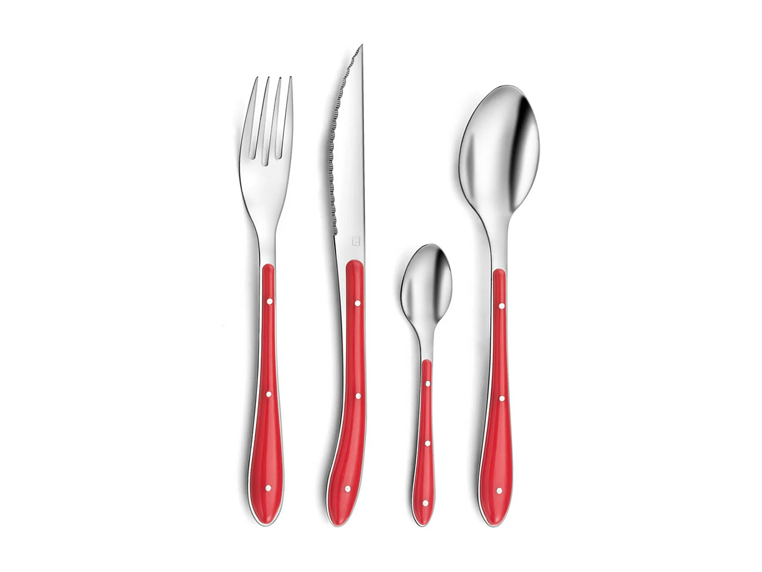 Bestekset 24-delig Rood Bistro 1-2-3 - Gekleurde handvatten van PP - Tijdloze collectie - Amefa