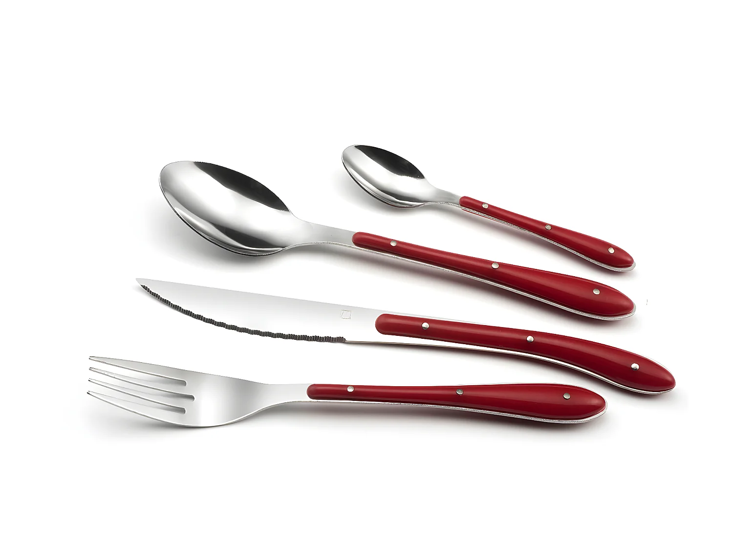 Bestekset 24-delig Rood Bistro 1-2-3 - Gekleurde handvatten van PP - Tijdloze collectie - Amefa