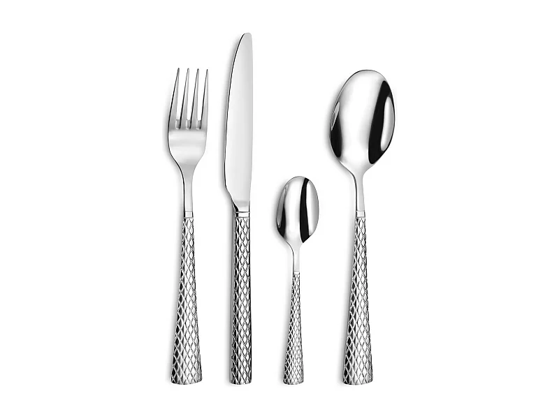 24-teiliges Besteckset Quadrille aus glänzendem Edelstahl - Elegante und zeitlose Kollektion
