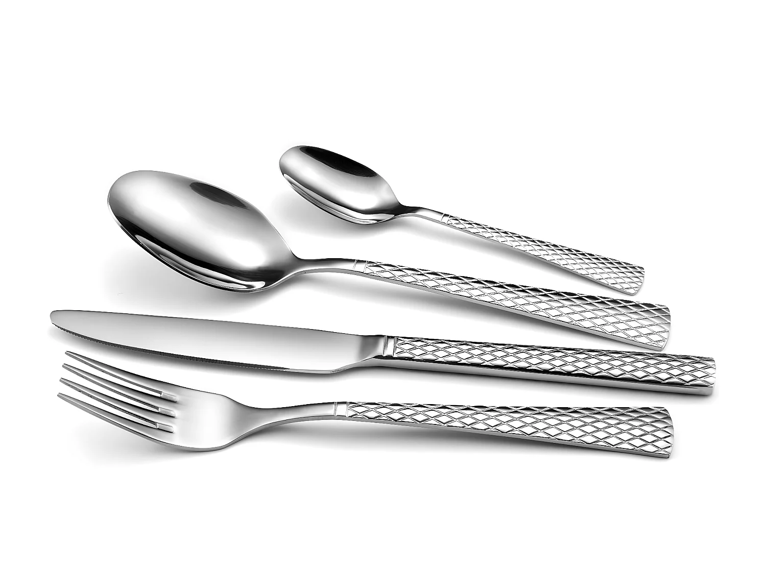 Cubertería de 24 piezas Quadrille de acero inoxidable brillante - Colección elegante y atemporal