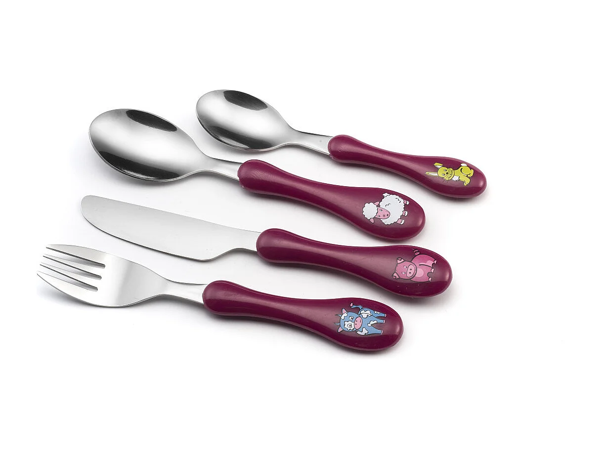 Enfant Fushia - Tube 4 couverts de table enfant