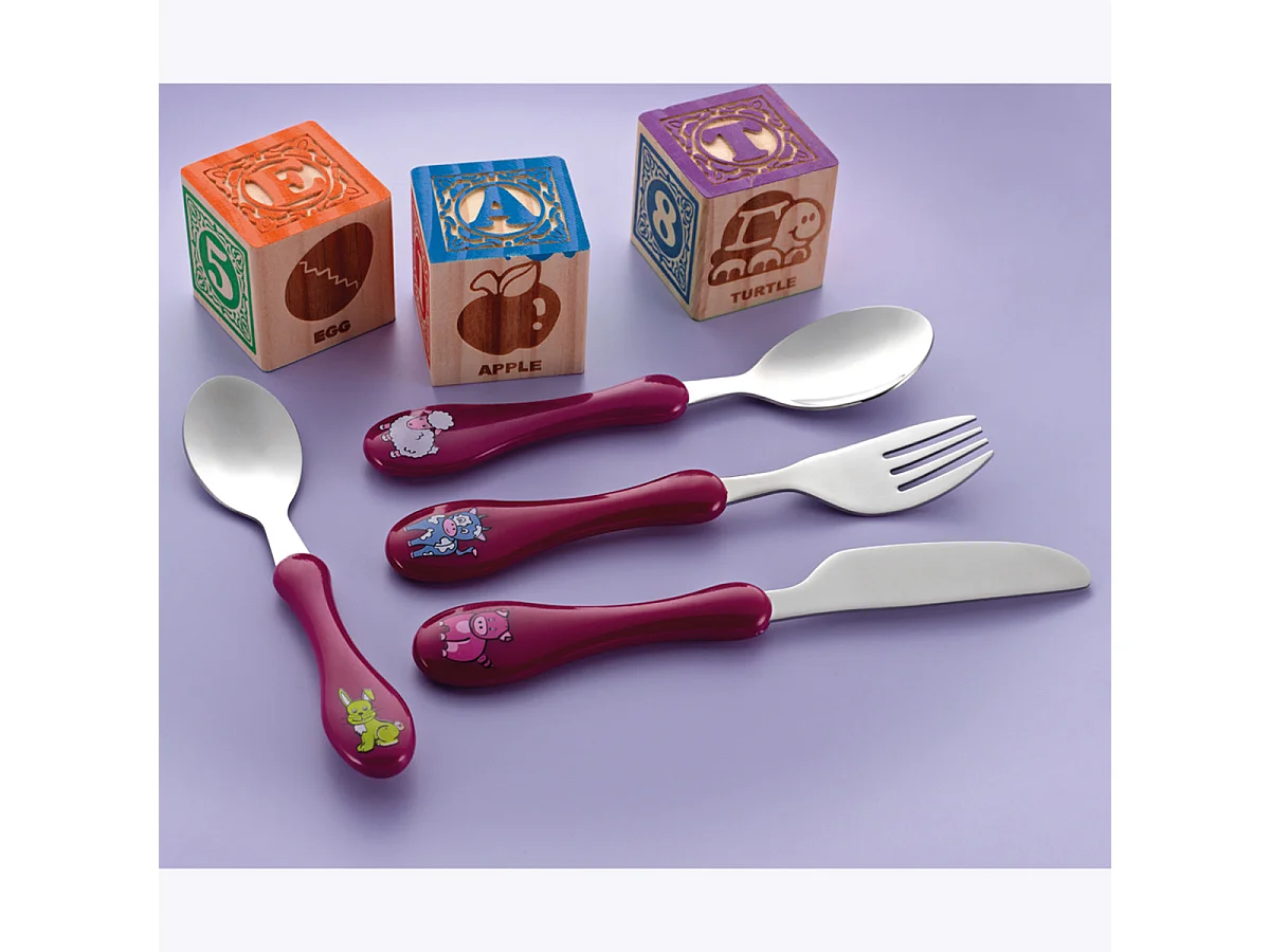 Enfant Fushia - Tube 4 couverts de table enfant