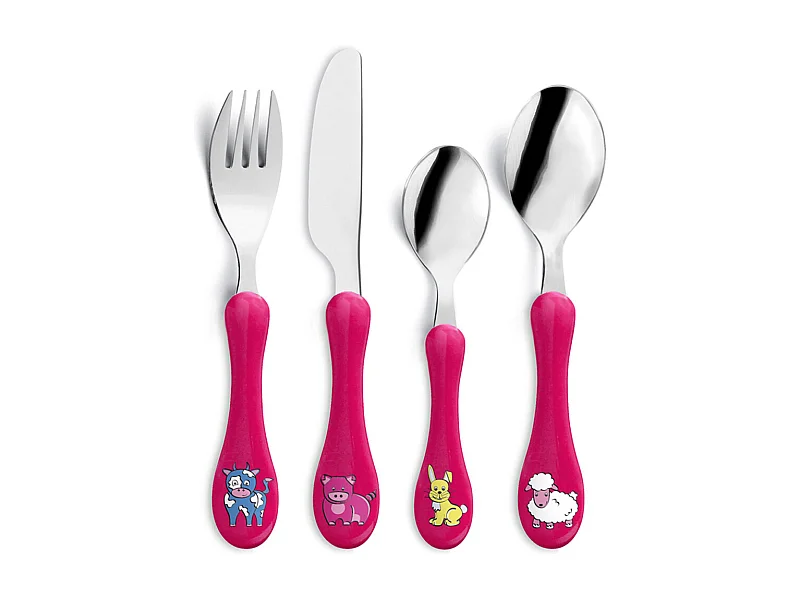 Enfant Fushia - Tube 4 couverts de table enfant