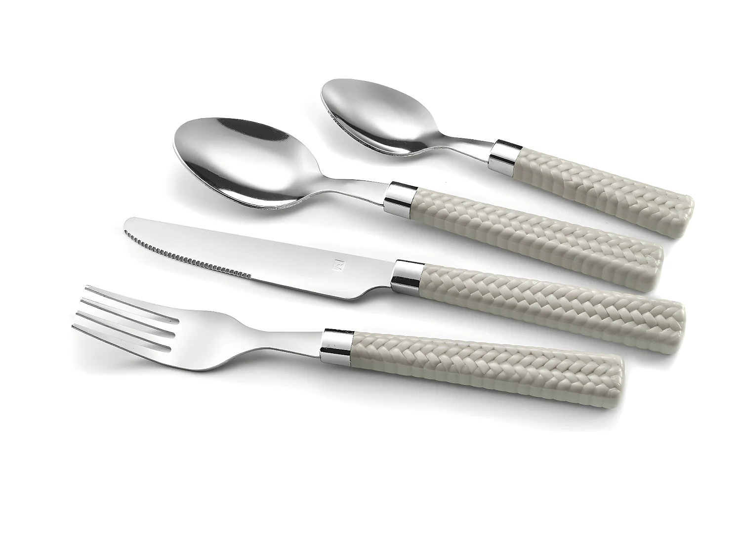 Stro Taupe Bestekset 24-delig met gevlochten handvatten van polypropyleen