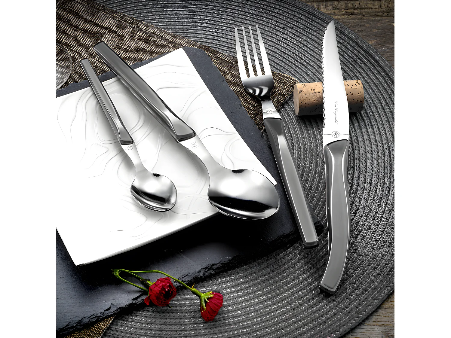 Bestekset Laguiole 24-delig Grijs Rising Sun