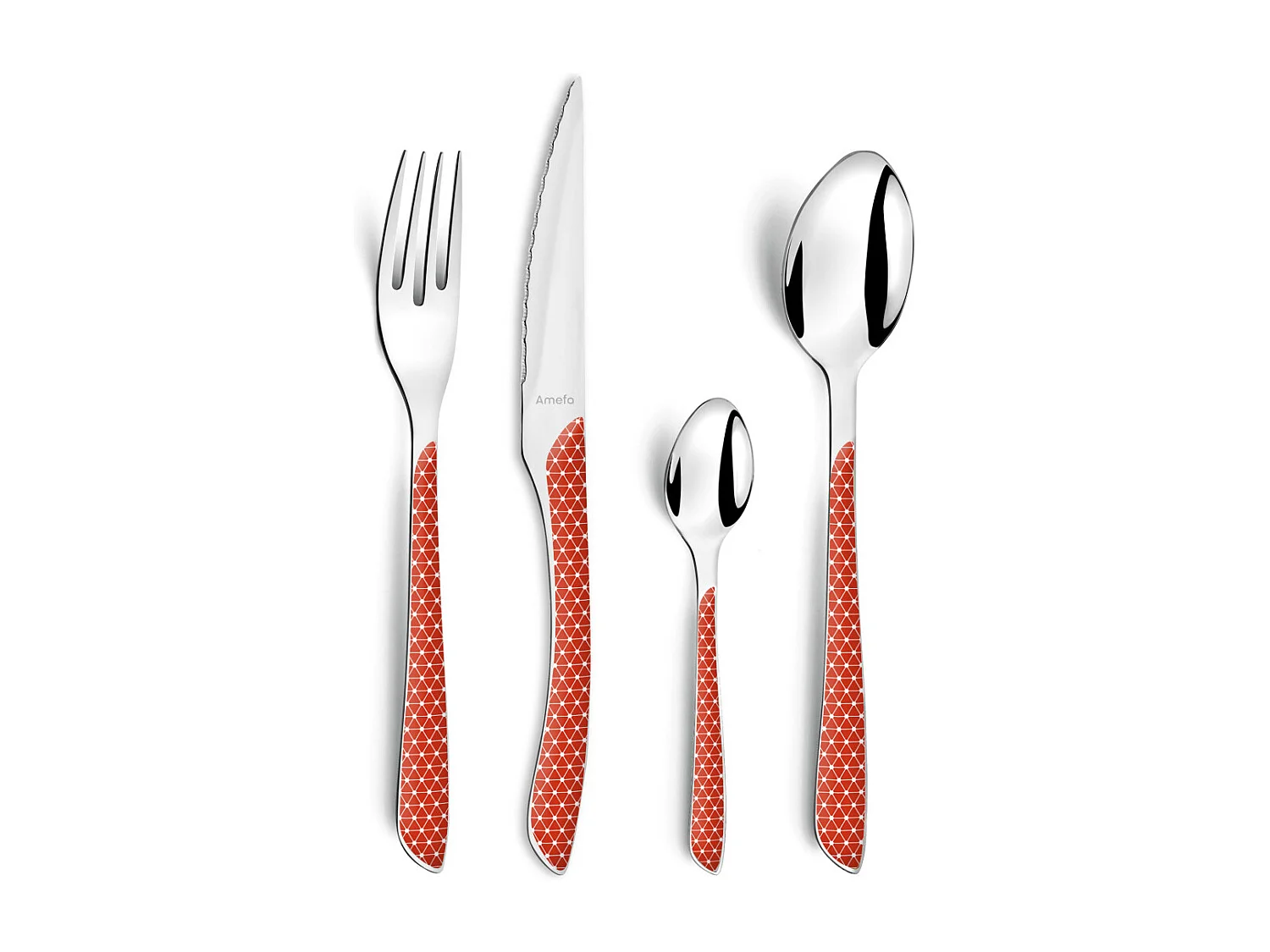 Eclat Geo Rouge & Blanc - Ménagère 24 pièces