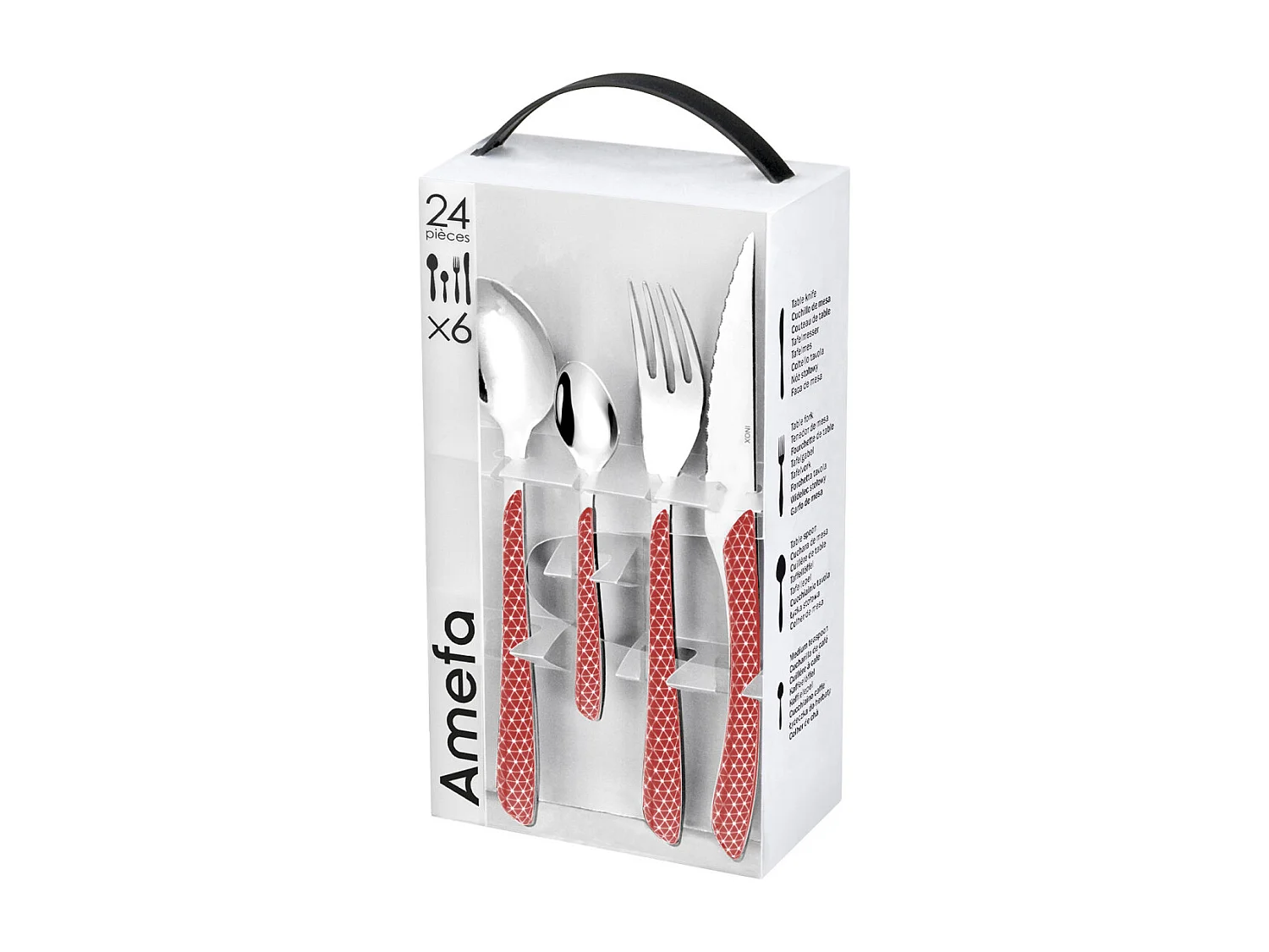 Eclat Geo Rouge & Blanc - Ménagère 24 pièces