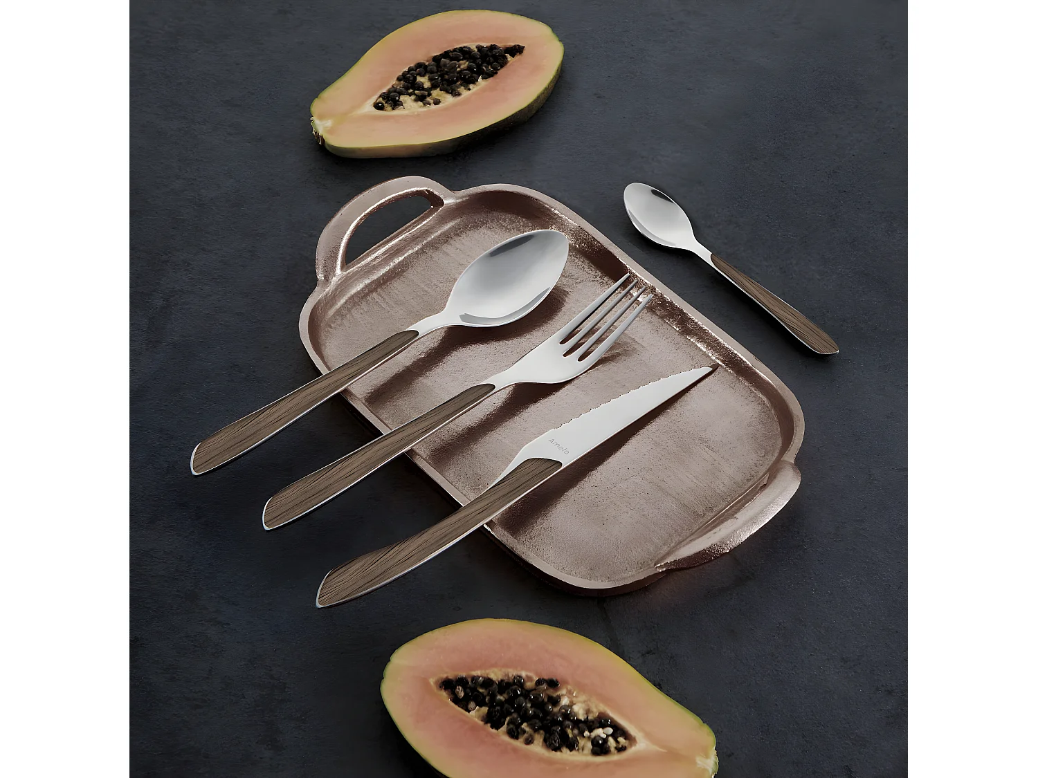 Eclat Nature - Ménagère 16 pièces Bois foncé