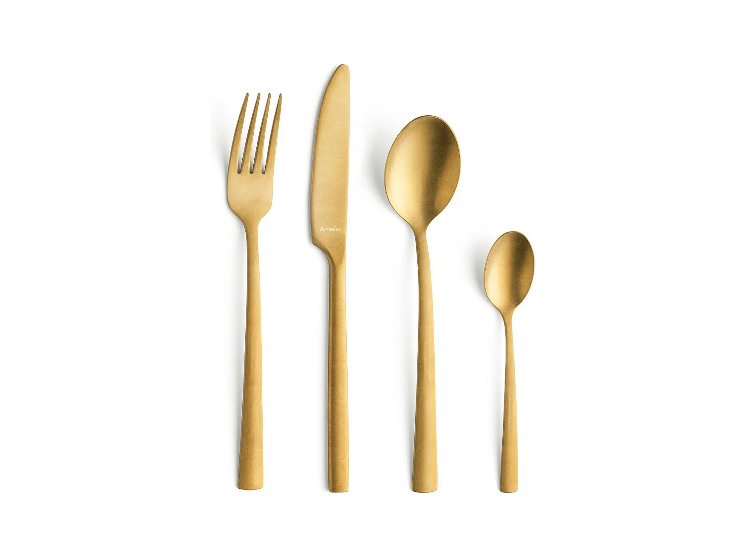 Vintage Gouden Bestekset Manille 16-delig - Bestekset van Roestvrij Staal met Matte Afwerking