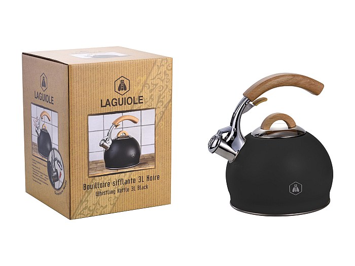 Bouilloire Sifflante Kinghoff 1.5L - Acier Inoxydable émaillé Rouge - Poignée Bakélite, Sifflet Intégré - Compatible Toutes Plaques (induction, Gaz, électrique)