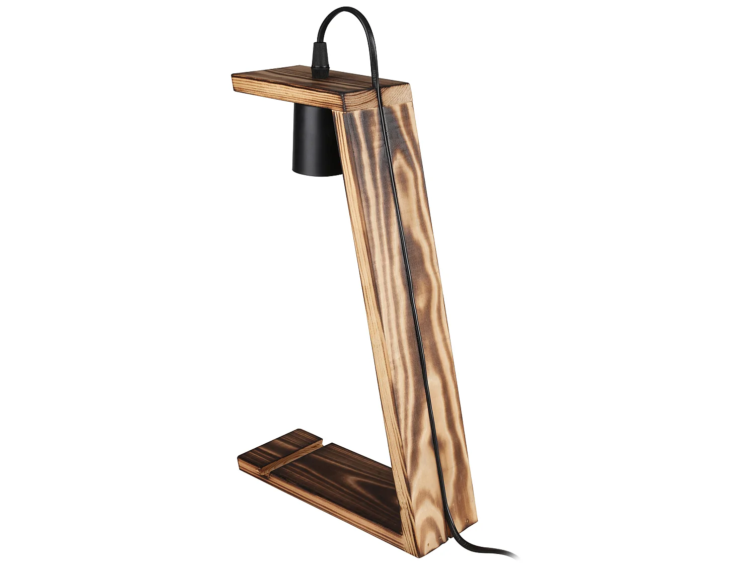 Lampe de bureau Gillingham en bois massif 39 cm E27 noir / naturel [lux.pro]