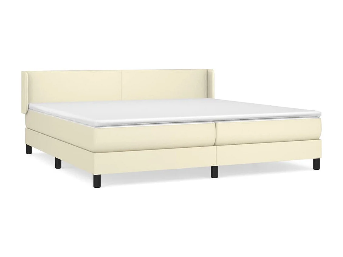 Cama box spring con colchón cuero sintético crema 200x200 cm