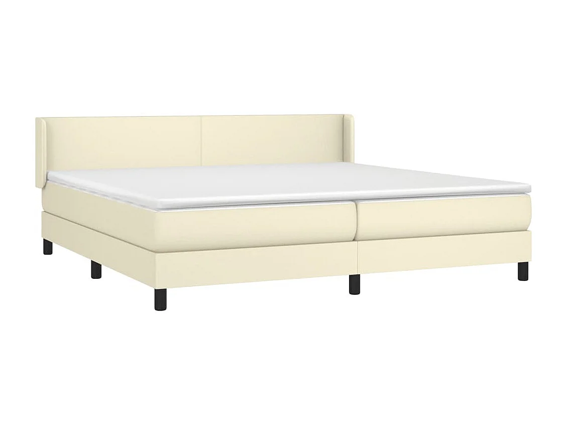 Cama box spring con colchón cuero sintético crema 200x200 cm