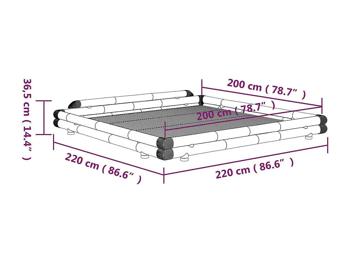 Cadre de lit Bambou 200x200 cm