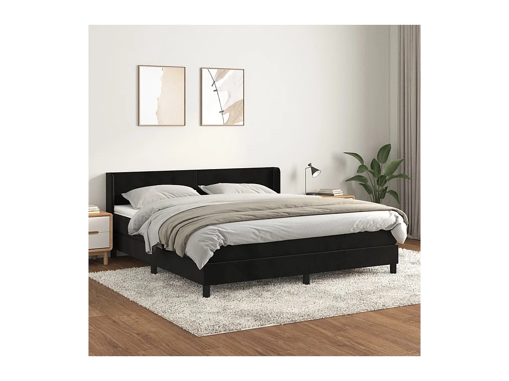 Boxspring met matras fluweel zwart 180x200 cm