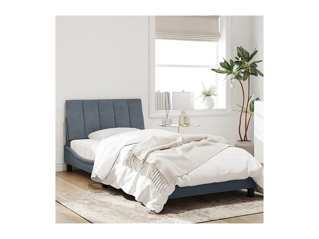 Cadre de lit avec lumières LED gris foncé 100x200 cm velours