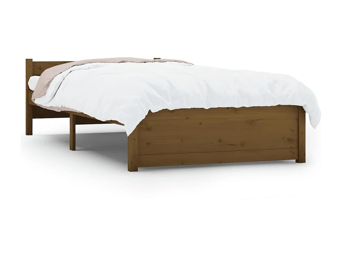 Cadre de lit Marron miel Bois massif 90x190 cm Simple