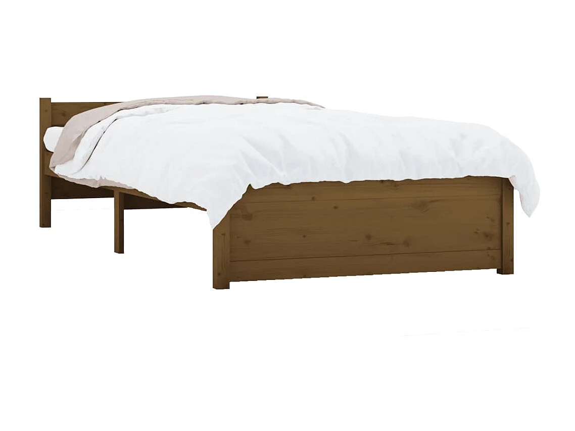 Cadre de lit Marron miel Bois massif 90x190 cm Simple