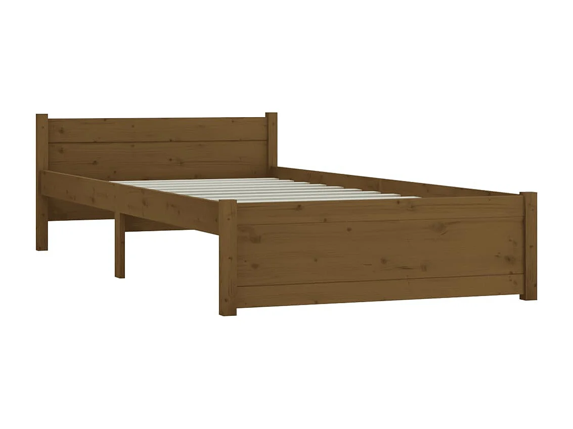 Cadre de lit Marron miel Bois massif 90x190 cm Simple