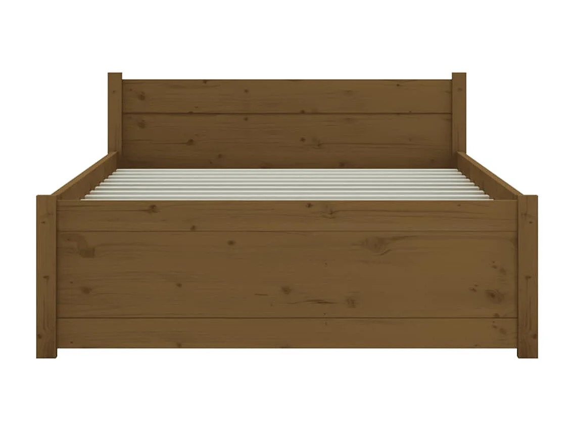 Cadre de lit Marron miel Bois massif 90x190 cm Simple