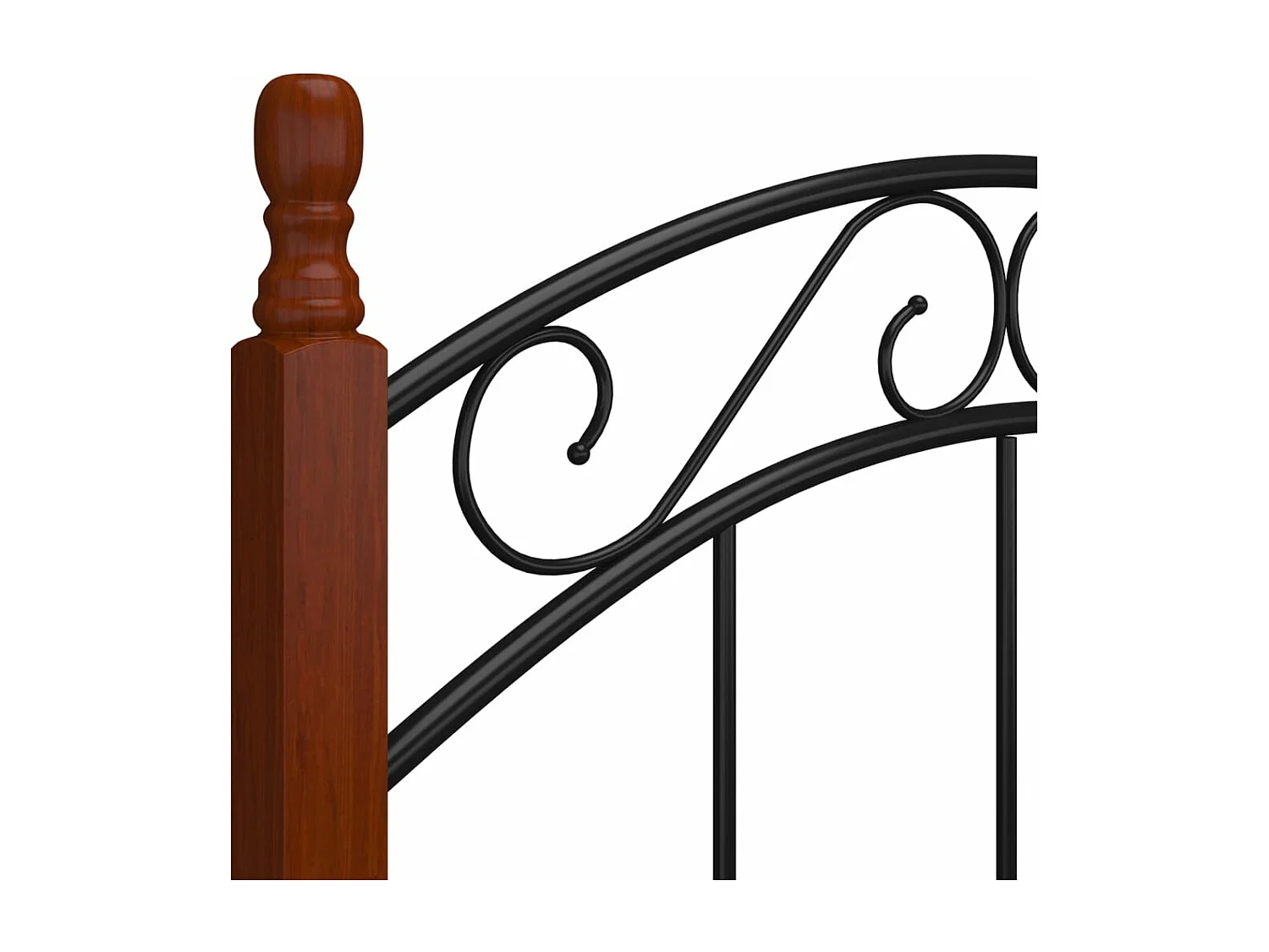 Estrutura de cama 120x200cm metal/madeira carvalho maciça preto